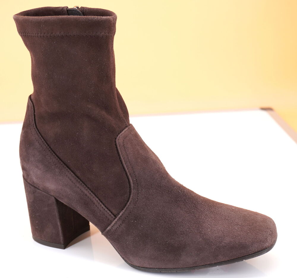 Stuart Weitzman Dayana Brown Suede Sock Ankle Bootie Stretch Size 8.5 NIB $495